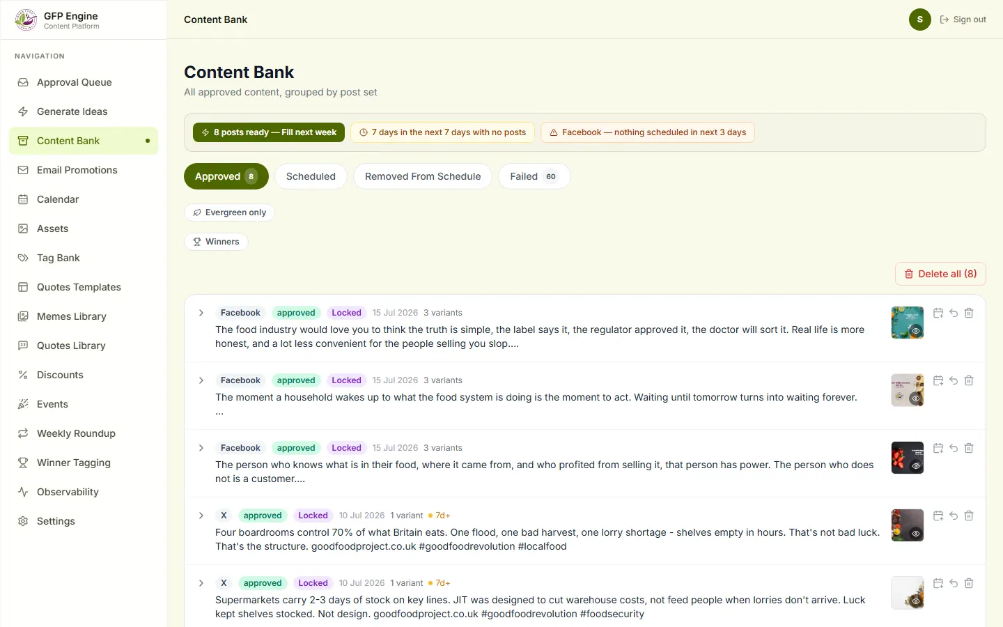 Good Food Project content bank